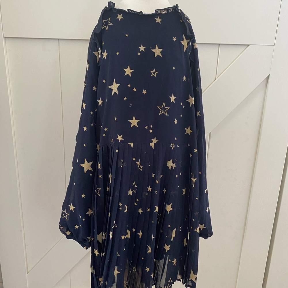 Beautiful Navy and Gold Star print Mayoral dress